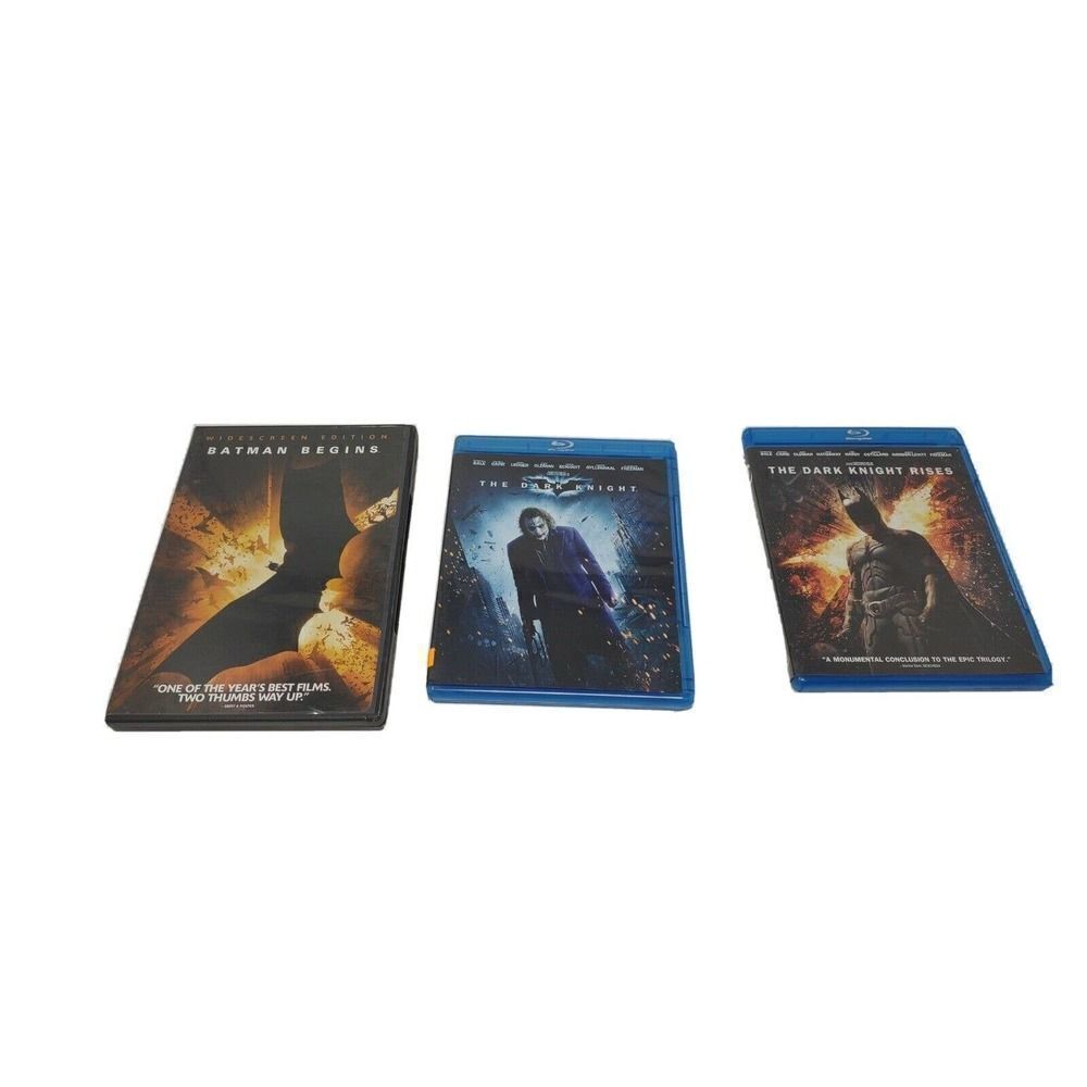 Batman Begins (DVD, 2005, Widescreen) Dark Knight and The Dark Knight Rises (BR)